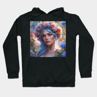 Stylish Woman in Nature with Flower, Fashion, and Elegance Hoodie